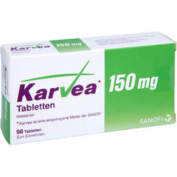 Abbildung: Karvea 150 mg Tabletten 98 St, Tabletten PZN 00647629