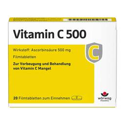 Abbildung: Vitamin C 500 Filmtabletten Filmtabletten, 20 St PZN 00652234