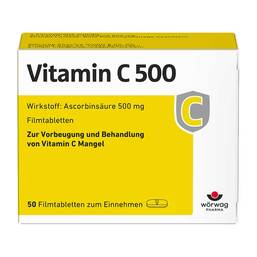 Abbildung: Vitamin C 500 Filmtabletten Filmtabletten, 50 St PZN 00652240