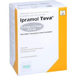 Abbildung: Ipramol Teva 0,5 + 2,5mg / 2,5ml Lösung für Vern.In.Ampulle 20 St, Lösung für einen Vernebler PZN 00652524