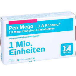 Abbildung: Pen Mega 1A Pharma Filmtabletten 10 St, Filmtabletten PZN 00658863