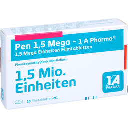 Abbildung: Pen 1,5 Mega 1A Pharma Filmtabletten 10 St, Filmtabletten PZN 00658917