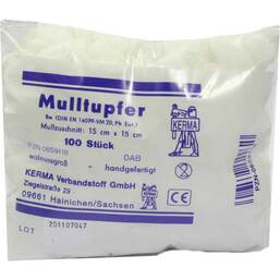Abbildung: Mulltupfer 15x15cm walnussgroß unsteril 100 St, Tupfer PZN 00659118