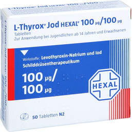 Abbildung: L-Thyrox Jod Hexal 100 / 100 Tabletten 50 St, Tabletten PZN 00659288