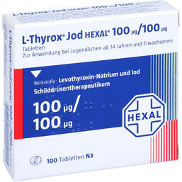 Abbildung: L-Thyrox Jod Hexal 100 / 100 Tabletten 100 St, Tabletten PZN 00659294