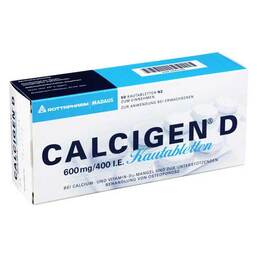 Abbildung: Calcigen D 600 mg / 400 I.E. Kautabletten Kautabletten, 50 St PZN 00662155
