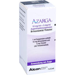 Abbildung: Azarga 10 mg / ml + 5 mg / ml Augentropfensuspension 5 ml, Augentropfen PZN 00672188