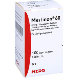 Abbildung: Mestinon 60 mg überzogene Tabletten 100 St, Überzogene Tabletten PZN 00673532