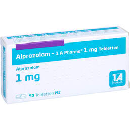 Abbildung: Alprazolam 1A Pharma 1 mg Tabletten 50 St, Tabletten PZN 00679144