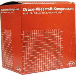 Abbildung: Vliesstoff-Kompressen 10x10 cm steril 4fach Kompressen, 25X2 St PZN 00679291