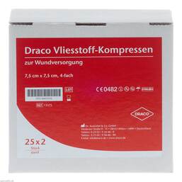 Abbildung: Vliesstoff-Kompressen 7,5x7,5 cm steril 4fach 25X2 St, Kompressen PZN 00679316