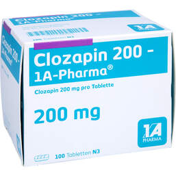 Abbildung: Clozapin 200 1A Pharma Tabletten 100 St, Tabletten PZN 00682761