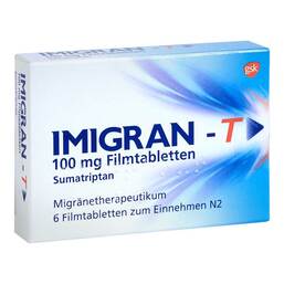 Abbildung: Imigran T 100 mg Filmtabletten 6 St, Filmtabletten PZN 00686322