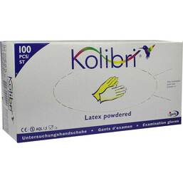 Abbildung: Kolibri Untersuchungshandschuhe Latex gepudert Größe M Handschuhe, 100 St PZN 00701702