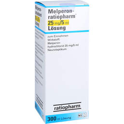 Abbildung: Melperon ratiopharm 25 mg / 5 ml Lösung 300 ml, Lösung zum Einnehmen PZN 00704020