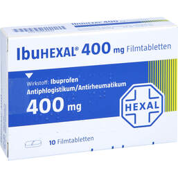 Abbildung: Ibuhexal 400 Filmtabletten 10 St, Filmtabletten PZN 00708992