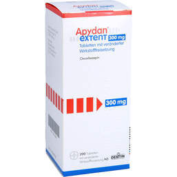 Abbildung: Apydan extent 300 mg Tabletten mit veränd.Wirkstofffrei 200 St, Tablette mit veränderter Wirkstofffreisetzung PZN 00714024