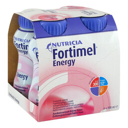 Abbildung: Fortimel Energy Erdbeergeschmack Flüssigkeit, 4X200 ml PZN 00720119
