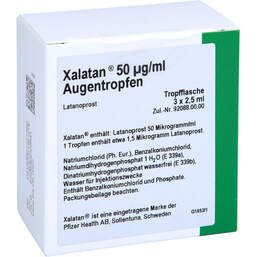 Abbildung: Xalatan 0,005% Augentropfen 3X2.5 ml, Augentropfen PZN 00721136