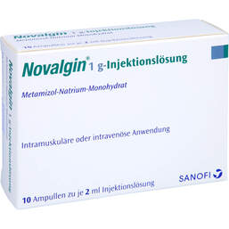 Abbildung: Novalgin 1 g-Injektionslösung Ampullen 10X2 ml, Injektionslösung PZN 00731465