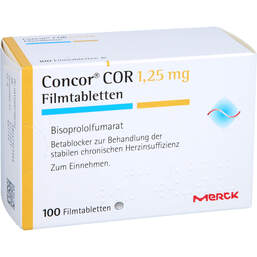 Abbildung: Concor Cor 1,25 mg Filmtabletten 100 St, Filmtabletten PZN 00738616