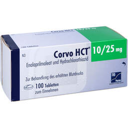 Abbildung: Corvo HCT 10 / 25 mg Tabletten 100 St, Tabletten PZN 00744108
