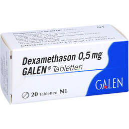 Abbildung: Dexamethason 0,5 mg Galen Tabletten 20 St, Tabletten PZN 00745450