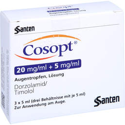 Abbildung: Cosopt 20 mg / ml + 5 mg / ml Augentropfen 3X5 ml, Augentropfen PZN 00745622