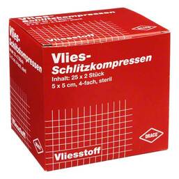 Abbildung: Schlitzkompressen Vlies 5x5c 25X2 St, Kompressen PZN 00749034