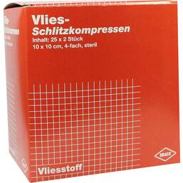Abbildung: Schlitzkompressen Vlies 10x1 25X2 St, Kompressen PZN 00749040