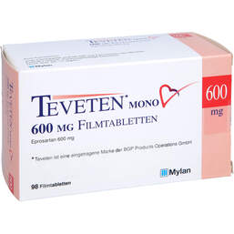 Abbildung: Teveten mono 600 mg Filmtabletten 98 St, Filmtabletten PZN 00754532