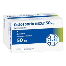 Abbildung: Ciclosporin Hexal 50 mg Kapseln 30 St, Weichkapseln PZN 00757507
