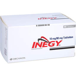 Abbildung: Inegy 10 mg / 80 mg Tabletten 100 St, Tabletten PZN 00761130