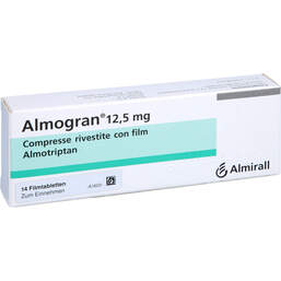 Abbildung: Almogran 12,5 mg Filmtabletten 14 St, Filmtabletten PZN 00762112