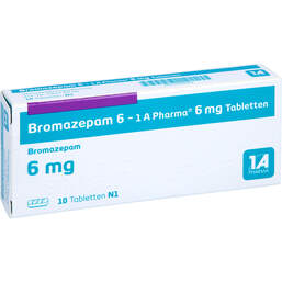 Abbildung: Bromazepam 6 1A Pharma Tabletten 10 St, Tabletten PZN 00766392
