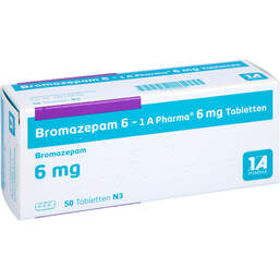 Abbildung: Bromazepam 6 1A Pharma Tabletten 50 St, Tabletten PZN 00766417