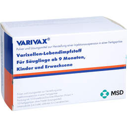 Abbildung: Varivax Fertigspritze ohne Kanüle 10X0.5 ml, Fertigspritzen PZN 00766647