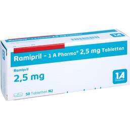 Abbildung: Ramipril 1A Pharma 2,5 mg Tabletten 50 St, Tabletten PZN 00766707