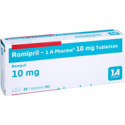 Abbildung: Ramipril 1A Pharma 10 mg Tabletten 20 St, Tabletten PZN 00766794