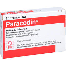Abbildung: Paracodin Tabletten 20 St, Tabletten PZN 00768095