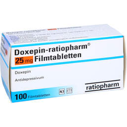 Abbildung: Doxepin ratiopharm 25 mg Filmtabletten 100 St, Filmtabletten PZN 00772369