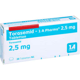 Abbildung: Torasemid 1A Pharma 2,5 mg Tabletten 20 St, Tabletten PZN 00773759