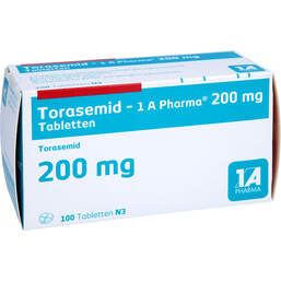 Abbildung: Torasemid 1A Pharma 200 mg Tabletten 100 St, Tabletten PZN 00774061