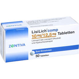 Abbildung: Lisilich comp. 10 mg / 12,5 mg Tabletten 50 St, Tabletten PZN 00783640