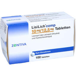 Abbildung: Lisilich comp. 10 mg / 12,5 mg Tabletten 100 St, Tabletten PZN 00783657