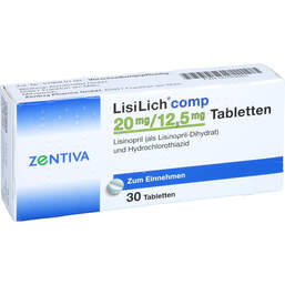 Abbildung: Lisilich comp. 20 mg / 12,5 mg Tabletten 30 St, Tabletten PZN 00783663