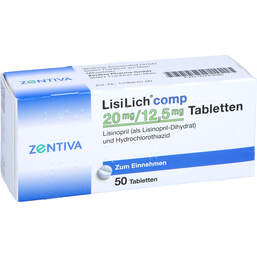 Abbildung: Lisilich comp. 20 mg / 12,5 mg Tabletten 50 St, Tabletten PZN 00783686