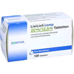 Abbildung: Lisilich comp. 20 mg / 12,5 mg Tabletten 100 St, Tabletten PZN 00783692
