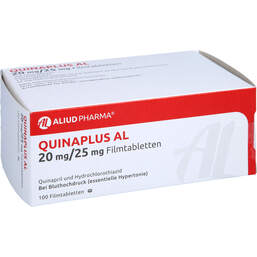 Abbildung: Quinaplus AL 20 mg / 25 mg Filmtabletten 100 St, Filmtabletten PZN 00790108
