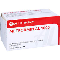 Abbildung: Metformin AL 1000 Filmtabletten 120 St, Filmtabletten PZN 00795028